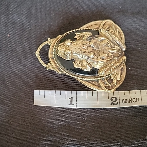43.3 grams Vintage 10K Yellow gold layered frog pendant w/ black tourmaline - Picture 4 of 12